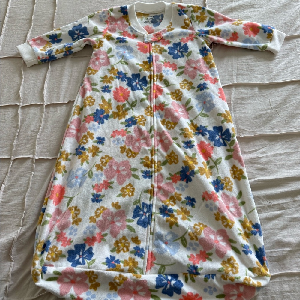 Carter's White and Pink Sleep Sacks with Floral Design